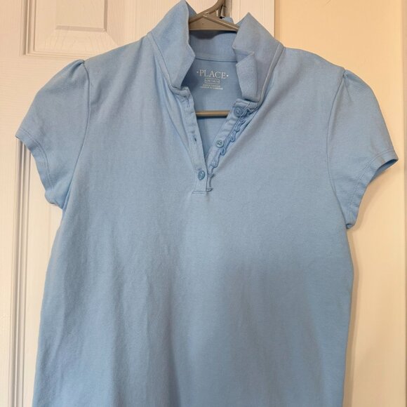 PreLoved The Children's Place Girls Uniform Ruffle Pique Polo, Blue, L 10-12 - Picture 1 of 6
